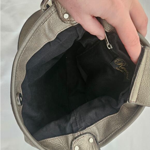 Raviani Multicolor Croc Embossed Leather Fleur De Lis Rhinestone Bucket Bag Stud - Picture 3 of 11